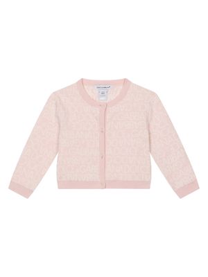 Dolce & Gabbana Kids logo-intarsia round-neck cardigan - Pink