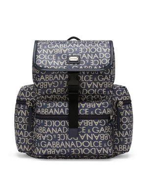 Dolce & Gabbana Kids logo-jacquard backpack - Blue