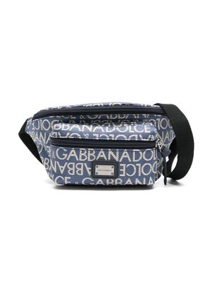 Dolce & Gabbana Kids logo-jacquard belt bag - Blue