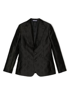 Dolce & Gabbana Kids logo-jacquard single-breasted blazer - Black