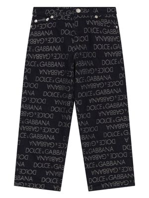 Dolce & Gabbana Kids logo-jacquard straight-leg jeans - Black