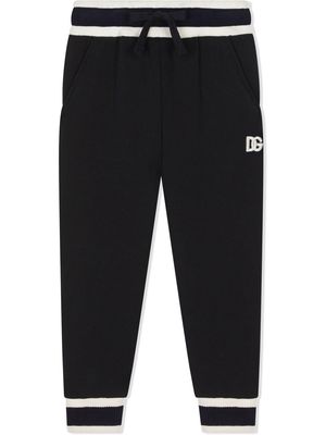 Dolce & Gabbana Kids logo-patch contrast-trim sweatpants - Black