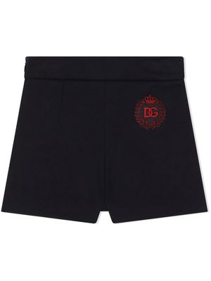 Dolce & Gabbana Kids logo-patch cotton shorts - Black