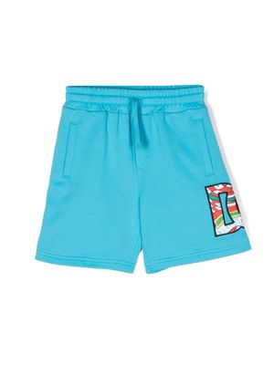 Dolce & Gabbana Kids logo-patch cotton shorts - Blue