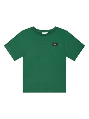 Dolce & Gabbana Kids logo-patch cotton T-shirt - Green