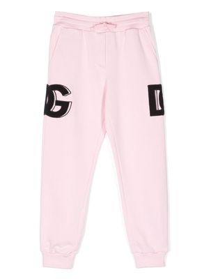 Dolce & Gabbana Kids logo-patch cotton track pants - Pink