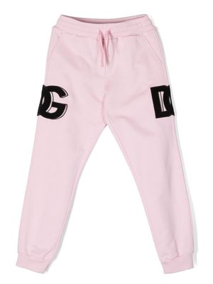 Dolce & Gabbana Kids logo-patch cotton track trousers - Pink