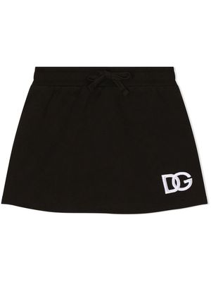 Dolce & Gabbana Kids logo patch drawstring miniskirt - Black