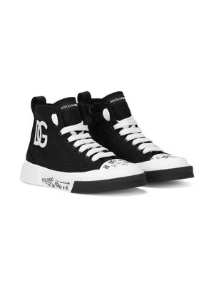 Dolce & Gabbana Kids logo-patch high-top sneakers - Black