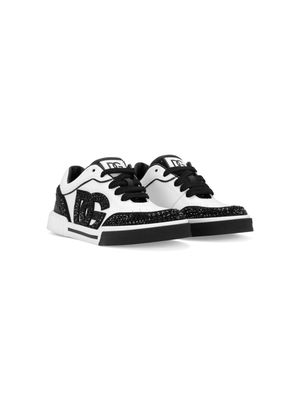Dolce & Gabbana Kids logo-patch leather sneakers - White
