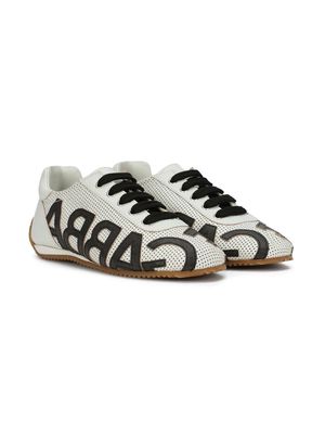 Dolce & Gabbana Kids logo-patch low-top leather sneakers - White