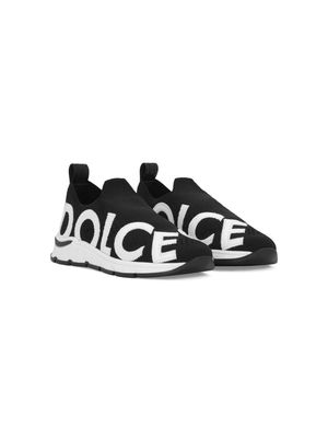 Dolce & Gabbana Kids logo-patch mesh sneakers - Black
