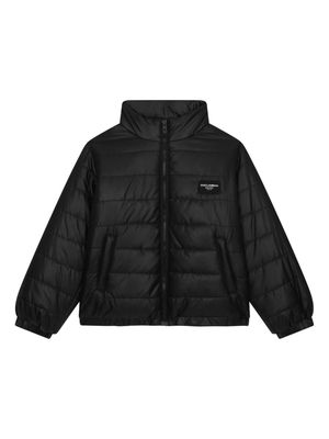 Dolce & Gabbana Kids logo-patch padded jacket - Black