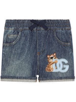 Dolce & Gabbana Kids logo-patch short denim shorts - Blue