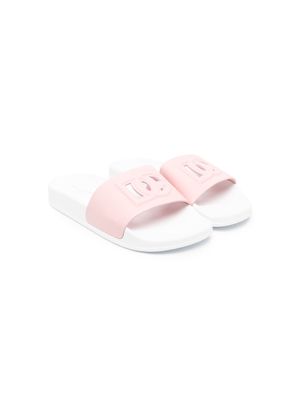 Dolce & Gabbana Kids logo-patch slip-on slides - Pink