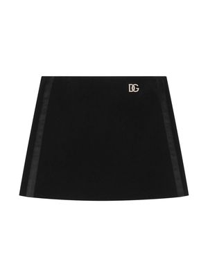 Dolce & Gabbana Kids logo-plaque A-line skirt - Black