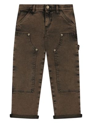Dolce & Gabbana Kids logo-plaque bleach straight-leg jeans - Brown