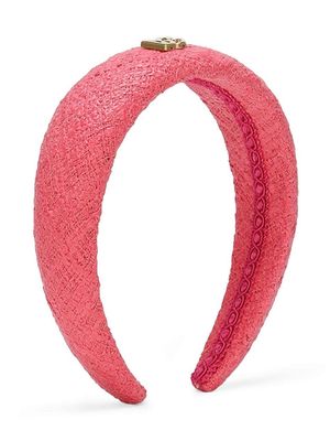 Dolce & Gabbana Kids logo-plaque bouclé headband - Pink