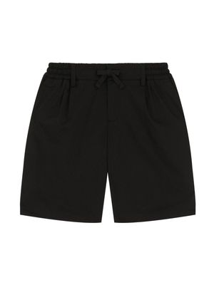 Dolce & Gabbana Kids logo-plaque cotton blend shorts - Black