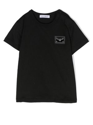 Dolce & Gabbana Kids logo plaque cotton T-shirt - Black