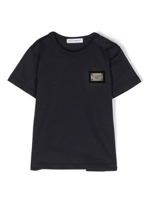 Dolce & Gabbana Kids logo-plaque cotton T-Shirt - Blue