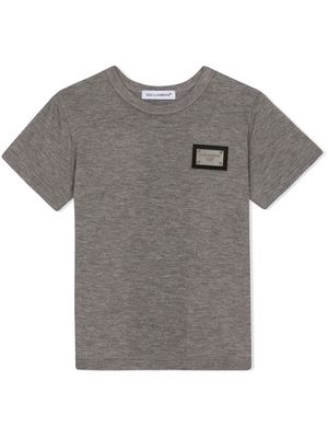 Dolce & Gabbana Kids logo plaque cotton T-shirt - Grey