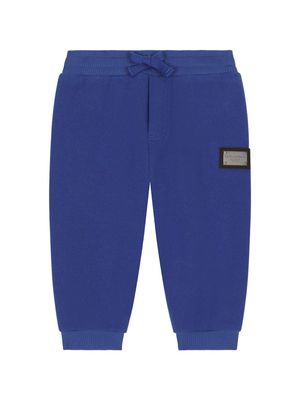 Dolce & Gabbana Kids logo-plaque cotton track trousers - Blue