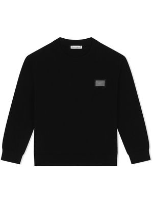 Dolce & Gabbana Kids logo-plaque crew neck sweatshirt - Black