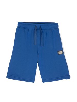 Dolce & Gabbana Kids logo-plaque drawstring jersey shorts - Blue
