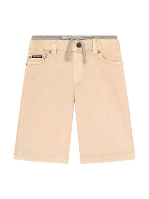 Dolce & Gabbana Kids logo-plaque layered cotton shorts - Neutrals