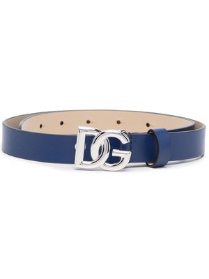 Dolce & Gabbana Kids logo-plaque leather belt - Blue