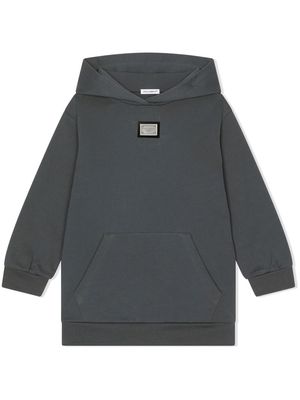 Dolce & Gabbana Kids logo-plaque pullover hoodie - Grey