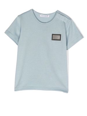 Dolce & Gabbana Kids logo-plaque short-sleeve T-shirt - Blue