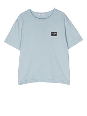 Dolce & Gabbana Kids logo-plaque short-sleeved T-shirt - Blue