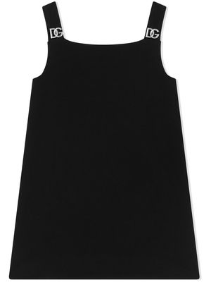 Dolce & Gabbana Kids logo-plaque sleeveless dress - Black