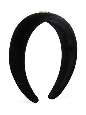 Dolce & Gabbana Kids logo-plaque velvet headband - Black