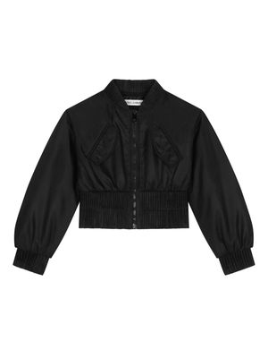 Dolce & Gabbana Kids logo-plaque zip-up bomber jacket - Black