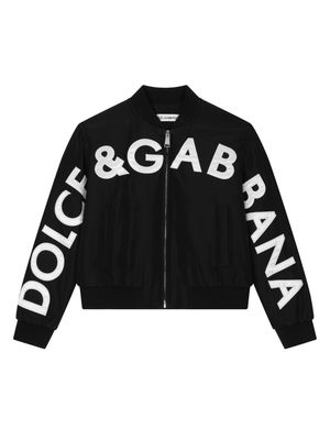 Dolce & Gabbana Kids logo-print bomber jacket - Black