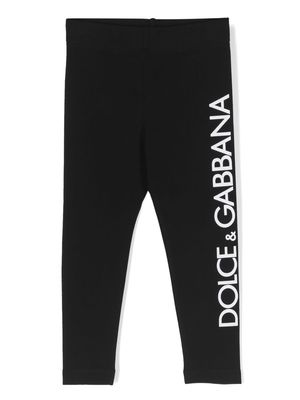 Dolce & Gabbana Kids logo-print cotton-blend leggings - Black