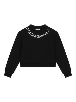 Dolce & Gabbana Kids logo-print cotton-blend sweatshirt - Black