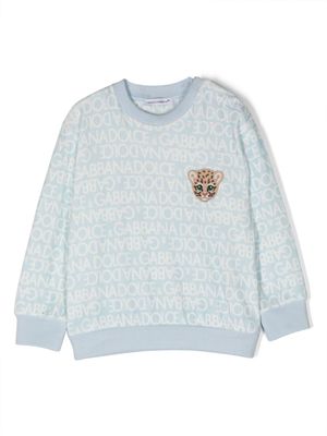 Dolce & Gabbana Kids logo-print cotton blend sweatshirt - Blue