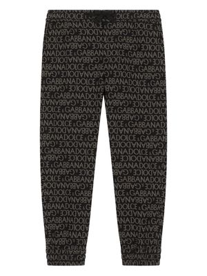 Dolce & Gabbana Kids logo-print cotton-blend trousers - Black