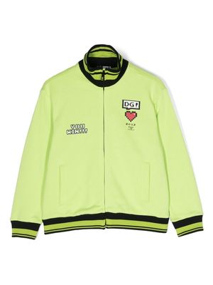 Dolce & Gabbana Kids logo-print cotton bomber jacket - Green