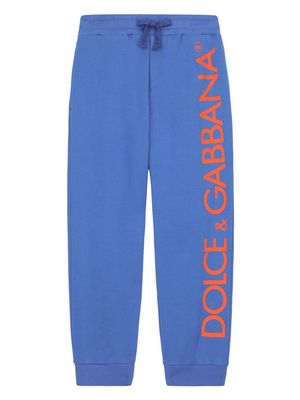 Dolce & Gabbana Kids logo-print cotton jogging bottoms - Blue