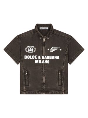 Dolce & Gabbana Kids logo-print cotton shirt - Brown