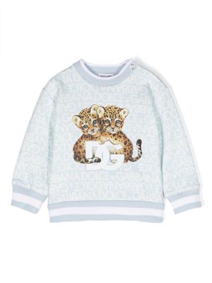 Dolce & Gabbana Kids logo-print cotton sweatshirt - Blue