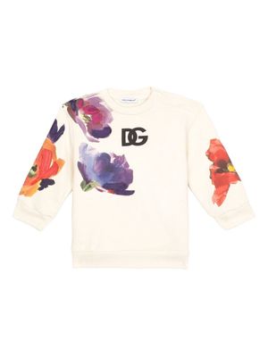 Dolce & Gabbana Kids logo-print cotton sweatshirt - Neutrals