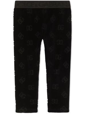 Dolce & Gabbana Kids logo-print cotton trousers - Black