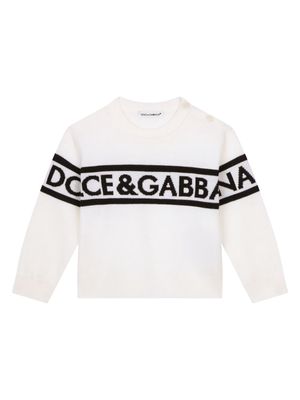 Dolce & Gabbana Kids logo-print crew-neck jumper - Neutrals