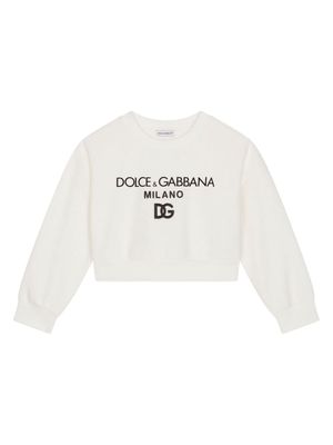 Dolce & Gabbana Kids logo-print crew neck sweatshirt - White